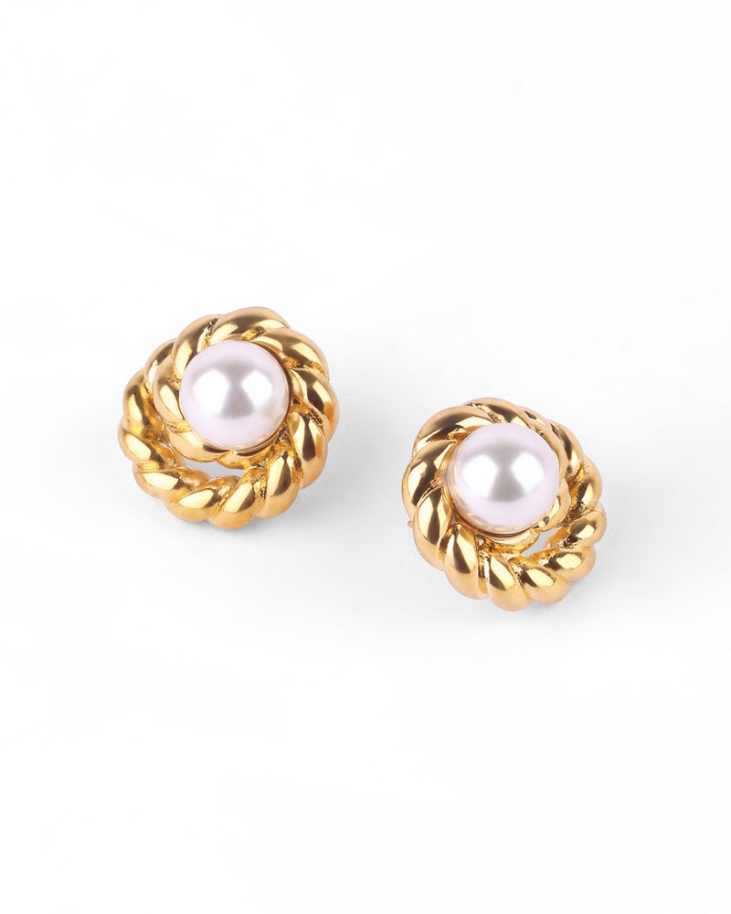 TAAHIRA Baroque Gold Plated Twisted Earrings - Image 1